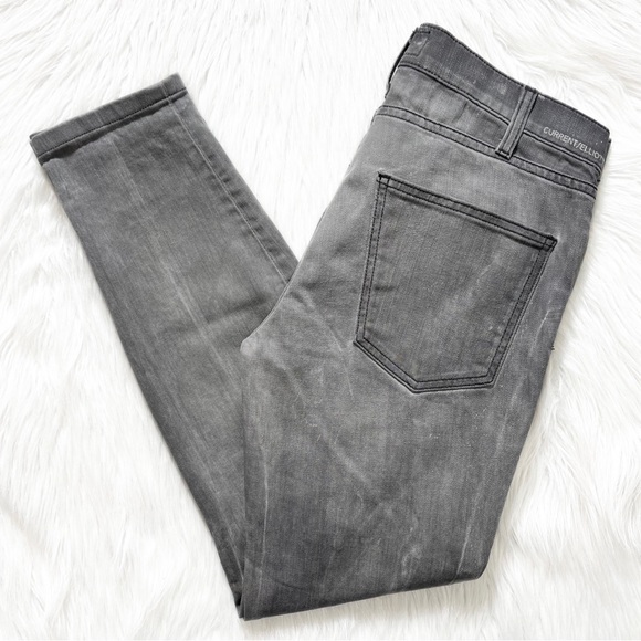 Current/Elliott Destroyed Busted Knee Grunge Moto Gray Skinny Jeans - Picture 11 of 15